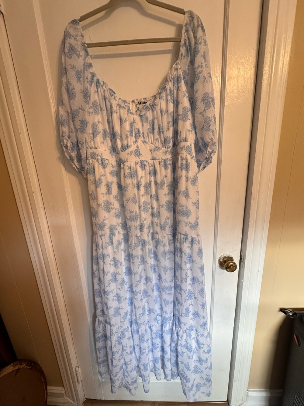 Arula Blue and White Floral Maxi Dress Size 2X